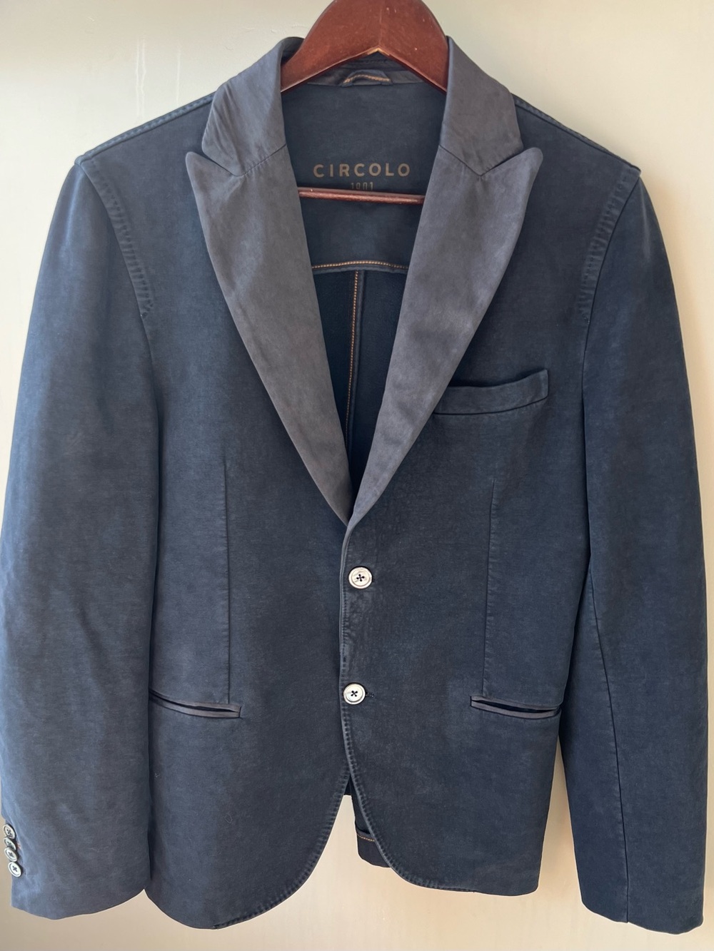 Circolo 1901 Blue Blazer Tuxedo Dinner Jacket Cotton Lycra Satin Lapel Mens 48